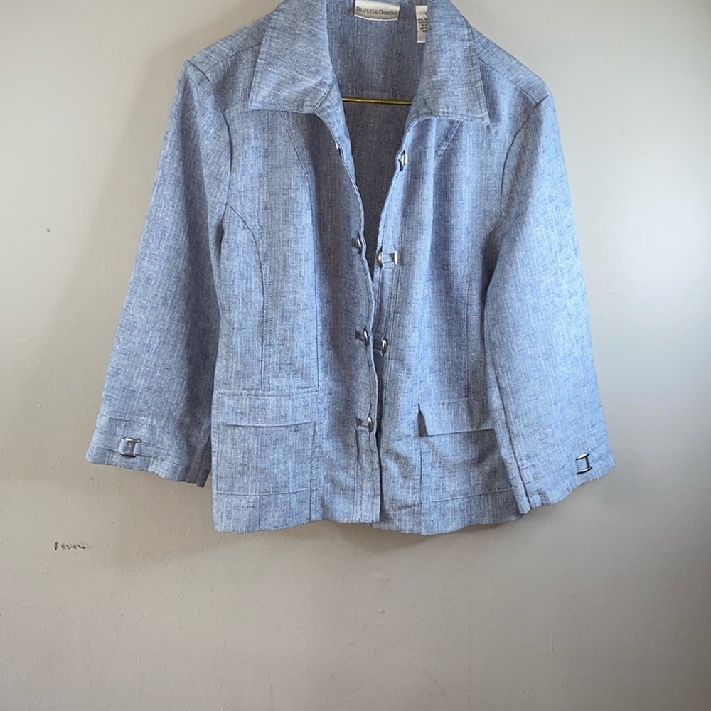Blue Blazer with Denim Texture and Relaxed Fit